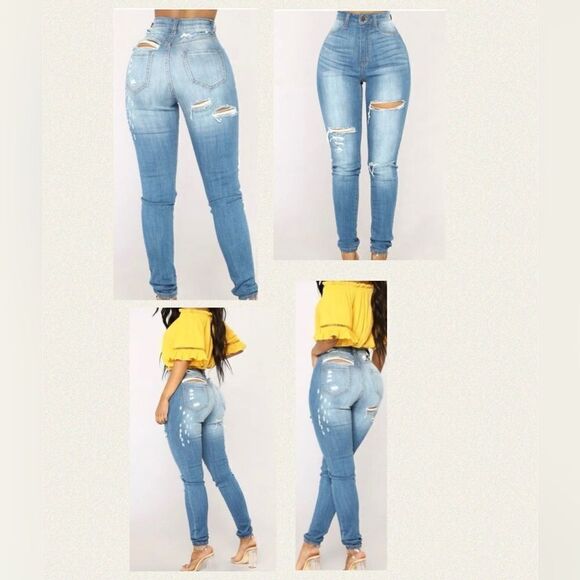 Blessed With My Booty Skinny Jeans - Medium Blue Wash-NWOT - Picture 1 of 8